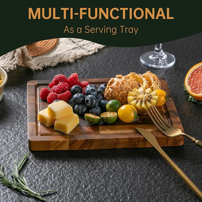 Walnut Cutting Board, Small Wooden Cutting Board Meal Prep Serving | 10"×8"×0.8", Premium Walnut Wood, End Grain, FSC Certified, Deep Juice Groove, Built-In Handle, Non-Slip Feet, Knife Friendly