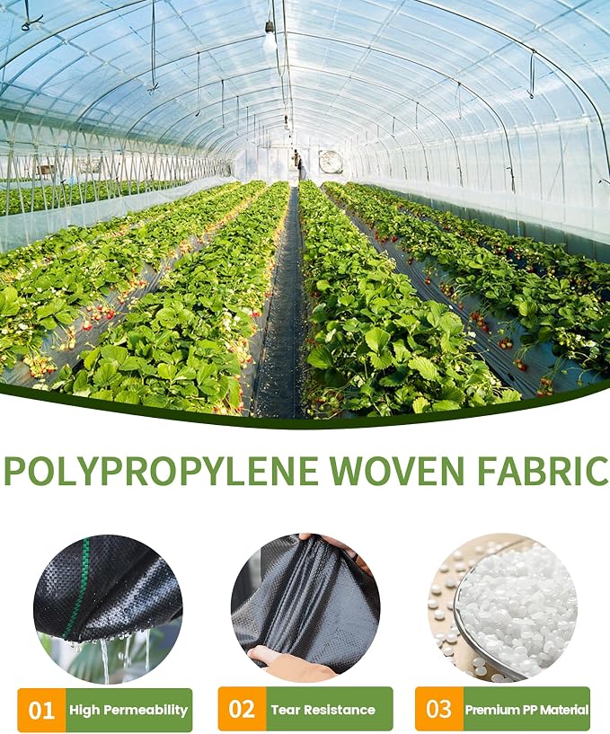 Pterying 6.5x300ft Weed Barrier Fabric, 3oz Heavy Duty for Garden Driveway | Outdoor Ground Cover for Yard, Woven Polypropylene, Blocks Weeds, for Gardens, Driveways, Under Gravel & Mulch
