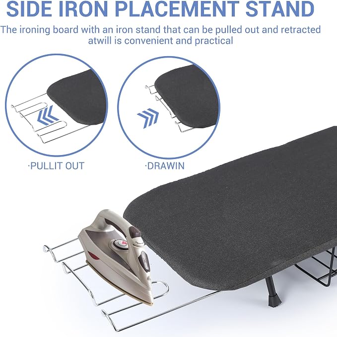 Garvee Tabletop Ironing Board, Small Portable Foldable Iron Board with Iron Rest, Storage Basket, Heat Resistant Cover & Pad, Compact for Small Spaces, Dorms, Apartments