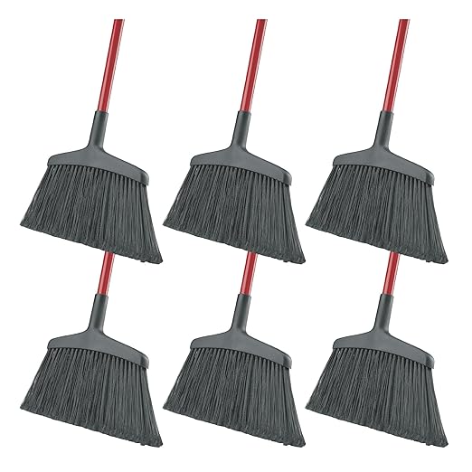 Libman Commercial 997 Wide Commercial Angle Broom, 55" Length, 15" Width, Black/Red, ‎Steel, Plastic/Synthetic Fibers, (Pack of 6)