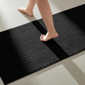 TYUU Black Bathroom Runner Rugs, Long Bath Mat Runner Washable Thin Quick Dry Low Pile Bathroom Runner Rugs Non Slip, Black 16''x60''