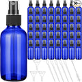 Nuogo 50 Pieces Mini Glass Spray Bottles Bulk 4 Oz Fine Mist Bottles with Funnel Dropper and Cleaning Brush Refillable for Essential Oils, Perfumes and Aromatherapy(Blue)