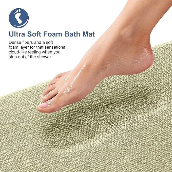 OLANLY Thick Memory Foam Bathroom Rugs 36x24, Absorbent Bath Mat, Vanilla | Soft Quick Dry Bath Rugs Mats, Non-Slip, Machine Washable Carpet for Bathroom Floor, Tub and Shower, Home Decor Accessories