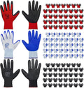 YOUKE OLA 120 Pair Gardening Gloves for Men Women, Breathable Rubber Coated Garden Gloves Working Gloves for Gardening, Construction (Black, Red, Blue)