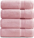 Springtree Home Luxury Bamboo Rayon Plush Bath Towel Set | 4-Pack | Pink | 35% Bamboo Rayon - 65% Zero Twist Cotton | Absorbent Quick-Dry Towels for Bathroom | Ultra Soft | OEKO-TEX Standard 100
