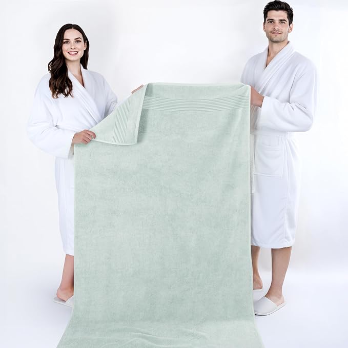 Cotton Paradise 100% Cotton Turkish Towel Set, Soft Absorbent Quick Dry, 2 Piece 35x70 Bath Sheet Set, Mint Green