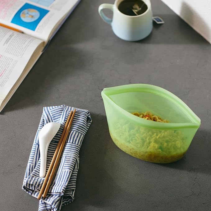 Stasher Premium Reusable Silicone Food Storage Bowl, Green, 4-Cup | Food-Safe Silicone, Freezer, Sous Vide, Microwave, Dishwasher, Oven Safe, Meal Prep, Lunch Container, BPA-Free, Eco-Friendly