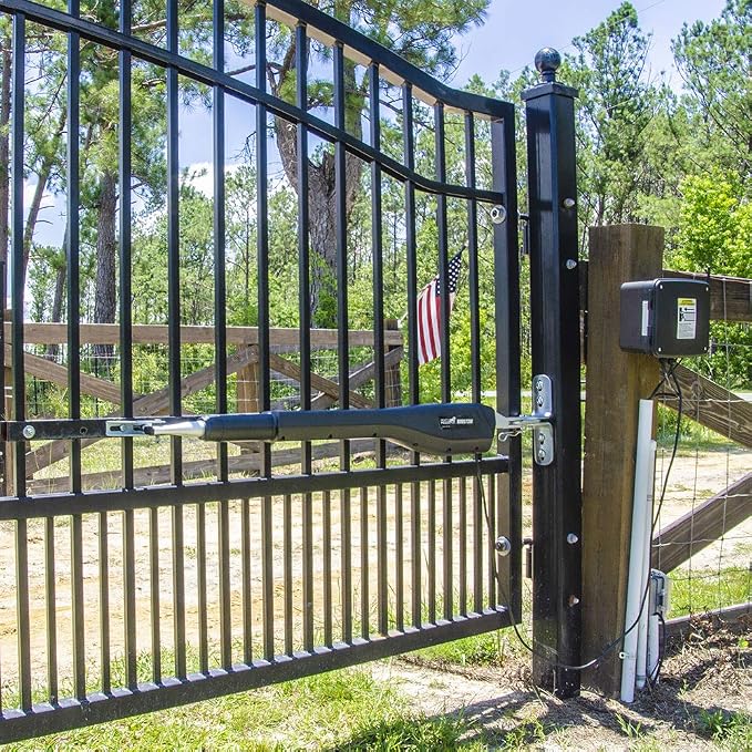 Mighty Mule Gate Opener, Solar and Smart Ready, Heavy Duty Automatic Gate Opener, Gates up to 18ft or 850lb, Single Gate Opener - Estate, MM571W-EST