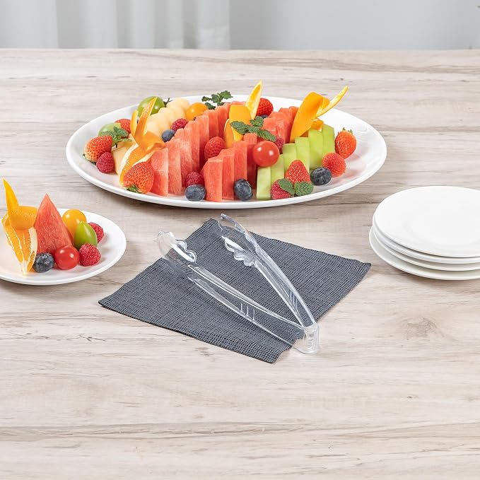Restaurantware Clear Tongs 100 Pack Of 9” Heavy-Duty Plastic Kitchen Tongs with Long Handles and Scalloped Edges Disposable Black Serving Utensils for Catered Events, Weddings, or Buffets