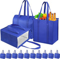 10 Pack 18L Thermal Cooler Bags, Zipper Top Grocery Carry Totes | reusable insulated storage bag, reliable hot cold hold, for food delivery, travel, camping, beach, picnic,supermarket trips