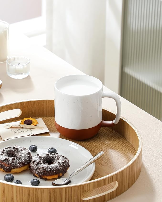 MALACASA Ceramic Coffee Mugs Set of 4, 16oz Coffee Cups, Modern Farmhouse Mugs for Coffee, Latte, Tea, Hot Chocolate, Cappuccino, Milk, Microwave & Dishwasher Safe, Khaki White, Series TARA
