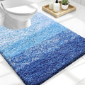 OLANLY Luxury Toilet Rugs U-Shaped 24x20, Extra Soft and Absorbent Microfiber Bathroom Rugs, Non-Slip Plush Shaggy Bath Mat, Machine Wash Dry, Contour Bathroom Mats for Toilet Base, Light Royal Blue