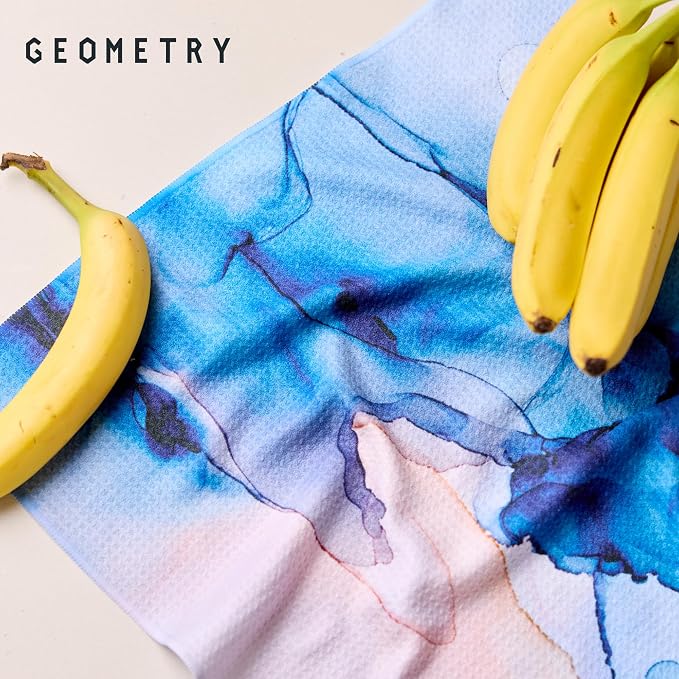 GEOMETRY Kitchen Tea Towels - Quick Dry Microfiber Dish Towels for Kitchen Watercolors, 18" x 30" 2 Pack