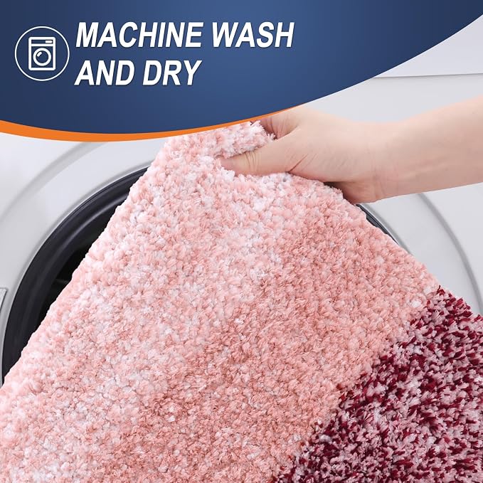 OLANLY Large Bathroom Rugs Mat 54x24, Extra Soft Absorbent Microfiber Bath Rugs, Rubber Backing, Quick Dry, Machine Washable Bath Mats for Bathroom Floor, Tub and Shower, Home Decor Accessories, Red