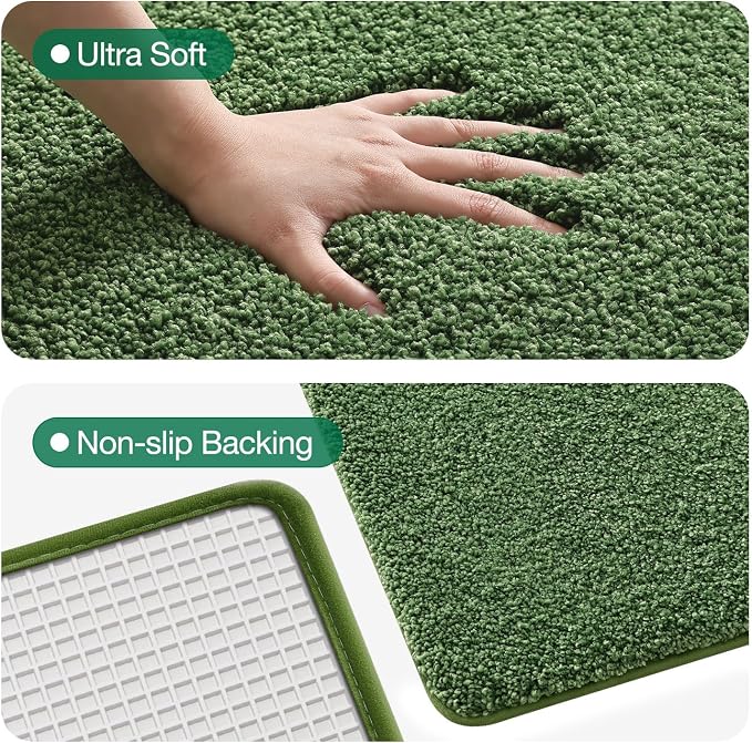 LUMI Green Bathroom Rugs, Cute Bee Mats, Absorbent Soft Square Bath Mat Non-Slip, Machine Washable Quick Dry Luxury Rug for Floor, Shower, Kids Room, Bathtub, Home Decor, 26"x26"