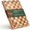 Wood Cutting Board,Heavy Duty End Grain Butcher Block Bamboo Cutting Boards for Kitchen with Deep Juice Grooves and Handles for Meat, Cheese, Charcuterie and Gifting