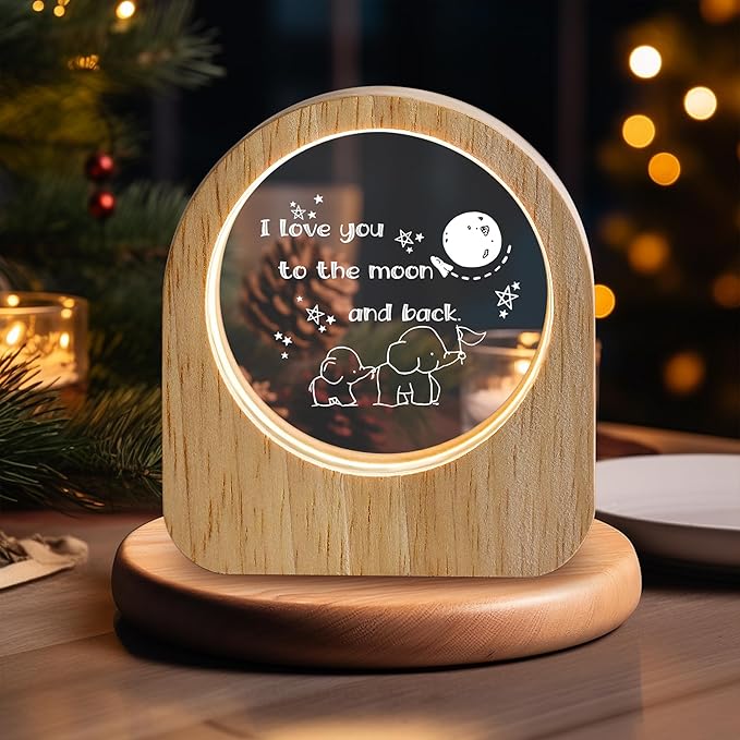 ZHSHWAT Mothers Birthday Day Gifts for Mom/Daughter, I Love You to The Moon and Back，3D Crystal Night Light Gifts for Mothers Day Thanksgiving Birthday Gifts from Daughter Son