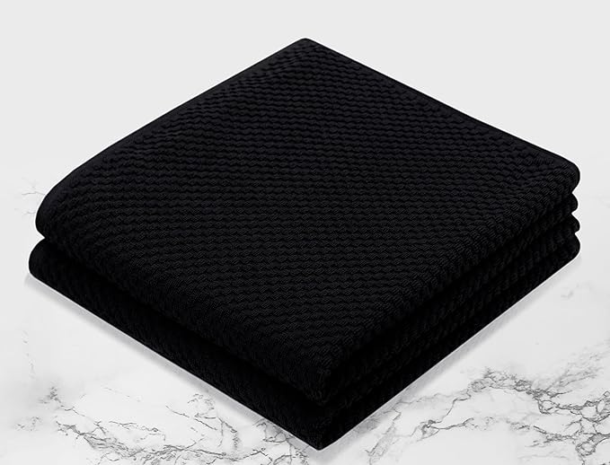 COTTON CRAFT Euro Spa Waffle Weave Bath Sheet - Set of 2 Black Towel Sheets | Pure 100% Ringspun Cotton Oversized Luxurious Towel Set - Soft Plush Super Absorbent Low Lint Quick Dry - 35 x 70 inches