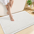 Smiry Waffle Bath Mat 30x20, Extra Soft Absorbent Bathroom Rugs, Non Slip Machine Washable Quick Dry Bath Rugs for Bathroom Floor, Tub, Shower, Home Decor Accessories, White
