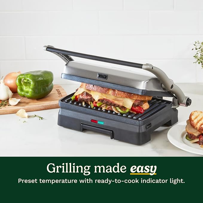 Cuisinart Griddler® Indoor Grill & Panini Press, Dishwasher-Safe Nonstick Cooking Plates, Stainless Steel, GR-11NAS