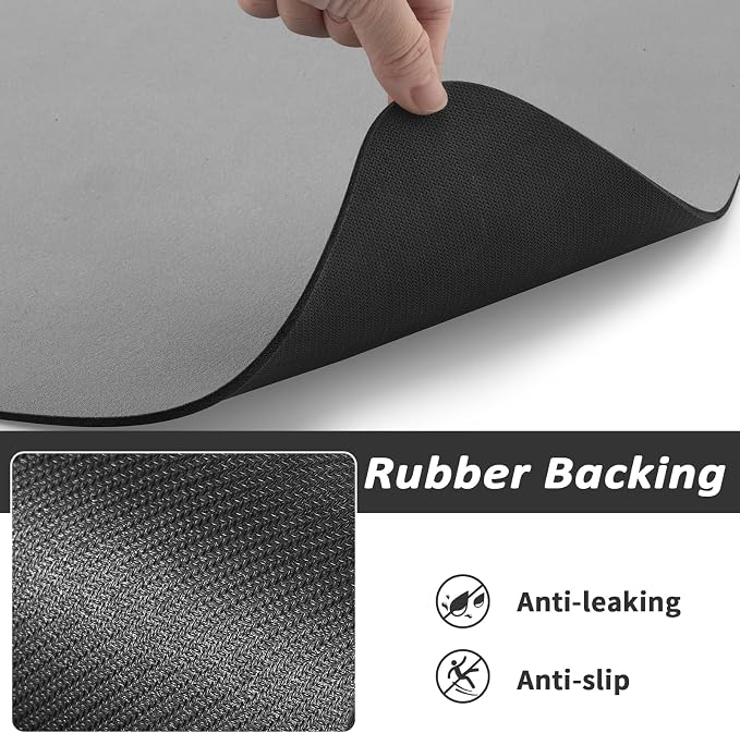 HotLive Dog Food Mat - Absorbent Cat Mat for Food and Water, No Stains Pet Feeding Bowl Mat, Easy to Clean Pet Placemats, Quick Dry Dog Water Dispenser Mat for Messy Drinkers | Paw Grey 16"x 24"