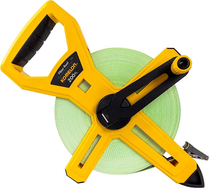 Komelon 6622 Open Reel Fiberglass Tape Measure, 200-Feet, Green