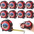Youyole 10 Pack Tape Measure with Fractions 1/8 Steel Measuring Tape Retractable Easy Read Measurement Ruler Steel Power Blade (25 ft X 1 in,Red)