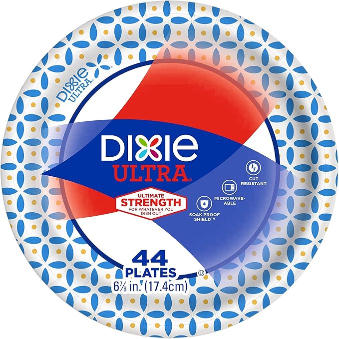 Dixie Ultra Heavy Duty Paper Plate & Bowl Bundle - Large Plates (44), Small Plates (44), Bowls (28)