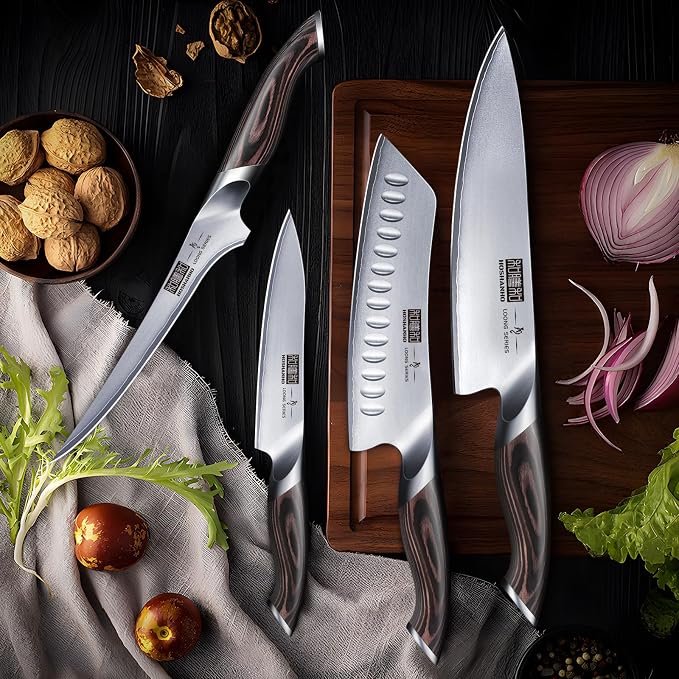 HOSHANHO 16PCS Knife Set, Ultra Sharp Japanese Kitchen Knife Set with Block | Japanese High Carbon Stainless Steel Cooking Knife set, Multipurpose Chef Knives Set with Sharpener, Ergonomic Handle, Gifts