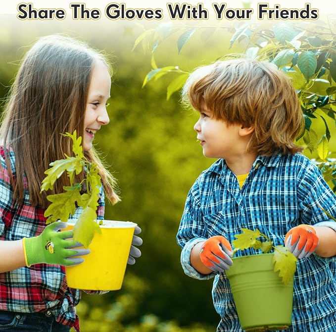 24 Pairs Kids Gardening Gloves Kids Children Yard Grippy Rubber Coated Garden Work Gloves for Girls Boys Outdoor (Medium, Age 6-8)