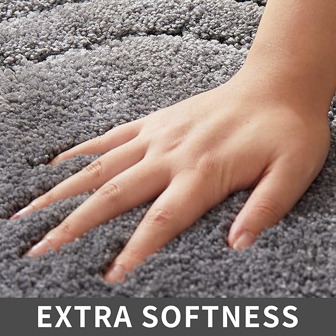 COSY HOMEER Extra Thick Bath Linen Sets Rugs for Bathroom - Anti-Slip Bath Mats Soft Plush Yarn Shaggy 100% Strong Polyester Living Room Bedroom Water Absorbent(Grey,24x36 - Inches)