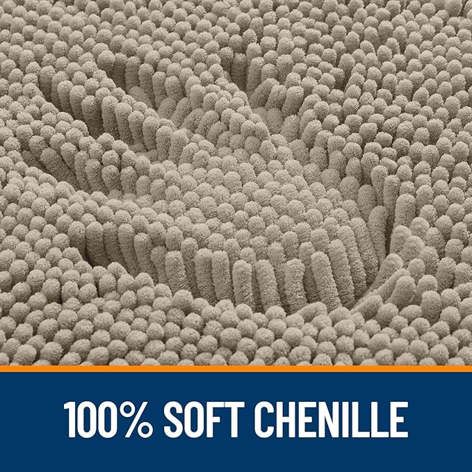 OLANLY Bathroom Rugs 30x18, Extra Soft Absorbent Chenille Bath Rugs, Rubber Backing Quick Dry, Machine Washable Bath Mats for Bathroom Floor, Tub and Shower, Home Decor Accessories, Warm Taupe
