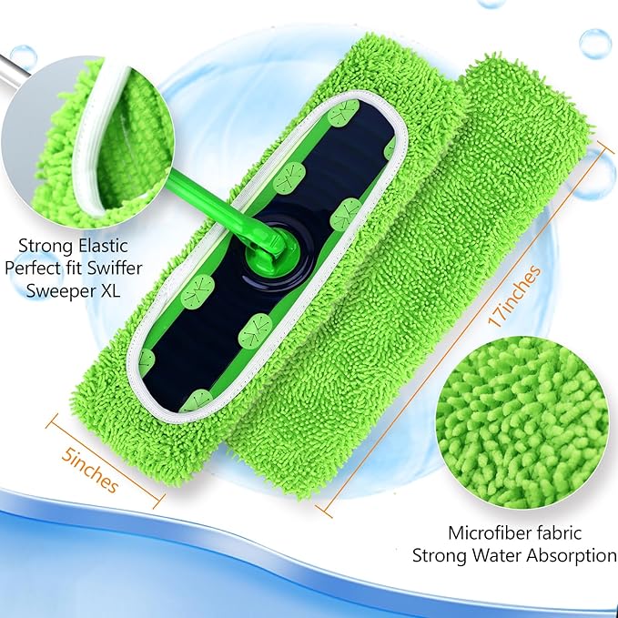 30 Count Disposable XL Dry Sweeping Cloths + 6 Pack Reusable Microfiber Mop Pads for Swiffer Sweeper XL Mop (Mop is not Included)