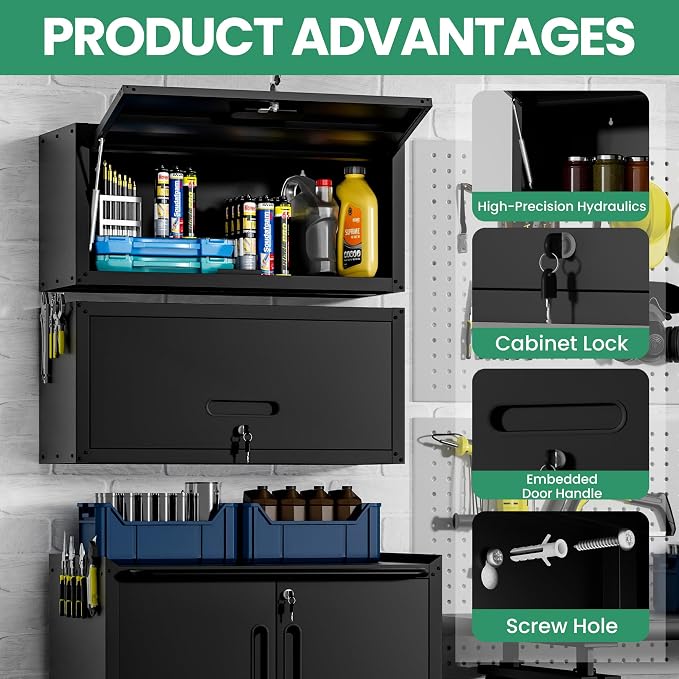 8-Piece Heavy Duty Steel Garage Cabinet System | All-in-One Modular Garage Cabinet Set for Ultimate Workshop Organization | Easy Assembly Garage Storage Cabinets & Tool Bench (Black)