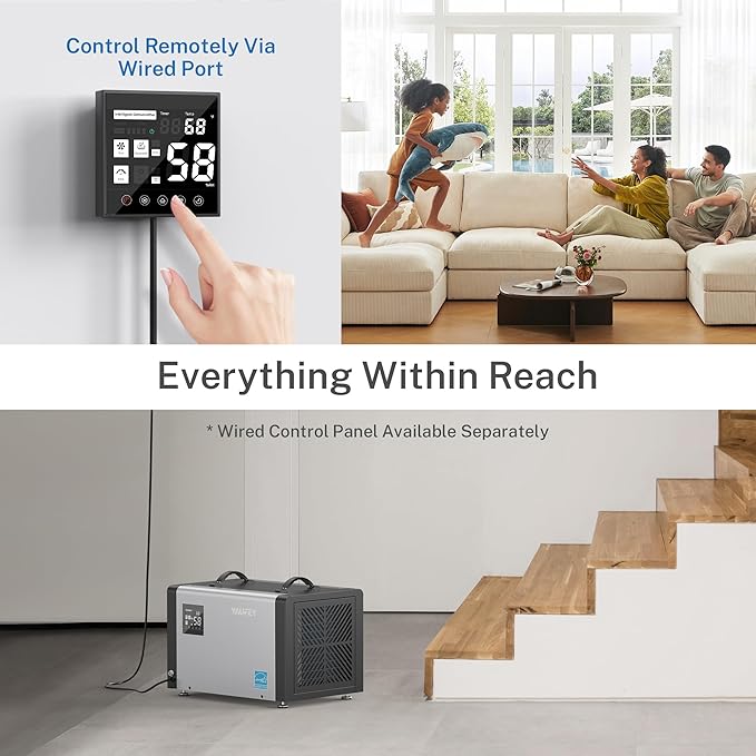 Yaufey 70 Pints Energy Star Commercial Dehumidifier with Drain Hose for 5000 Sq. Ft. Crawl Space, Basement, Industrial, 10-90% RH Humidity Control, 24/7 Continuous Drainage,TUV Certified,5-Yr Coverage