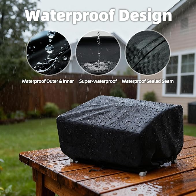 Grill Cover for Cuisinart CGG-306/CGG-059 Tabletop Grill, Cover Only | Waterproof, UV-Resistant, Windproof Drawstrings, Anti-fade, Outdoor Patio Grill Shield, Backyard BBQ Guard