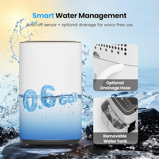 Manistin 3000 Sq.Ft Dehumidifier for Basement with Drain Hose, 30 Pint Dehumidifiers for Home, 3 Modes, Humidity Display & Timer & Child Lock, Large Room Compressor for Bedroom/Bathroom/Laundry
