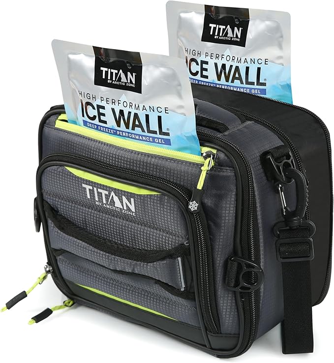 Arctic Zone Titan Deep Freeze Fridge Expandable Insulated Horizontal Lunch Pack, Grey | Durable, insulated lunch bag with leak proof, easy clean lining, keeps food fridge cold up to 6 hours, for adults and kids
