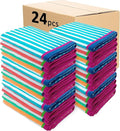 Kaufman - Colorful Racing Striped Beach & Pool Towel - Extra Large Beach Towel - Soft & Absorbent 100% Cotton Towels - Assorted Colors - 32" x 62" - 24 Pack