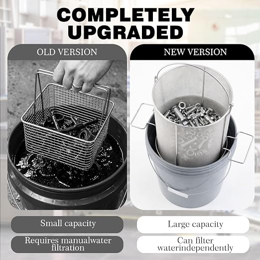 1 Pcs 1/32″ Mesh 5 Gallon Dip and Drain Stainless Steel Part Cleaning Strainer Basket for Buckets, Swing Handle, for Mechanics, Auto Parts Washing, Shop & Home Workshop, Bucket Not Included