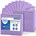 320 Pack Disposable Dental Bibs 13"x18", 3-Ply Waterproof Tattoo Bibs Sheet for Nail Salon, Dental Clinic, Feeding, Tattoo Shop (Purple)