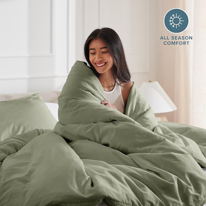 Bare Home Bedding Duvet Cover Oversized Queen - Premium 1800 Super Soft Collection - Lightweight, Cooling - Soft Breathable Bedding Duvet Cover (Oversized Queen, Sage)