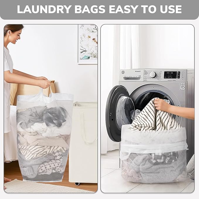 Goodpick Laundry Hamper with Wheels, 75L College Dorm Room Essentials, Clothes Hamper with Removable Wash Bag for Bedroom, Large Laundry Basket with Handle, White