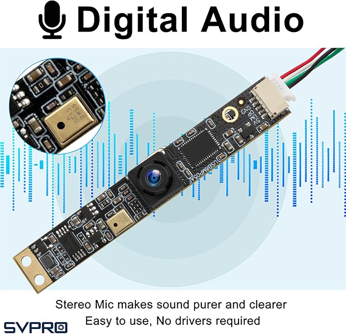 SVPRO 8MP USB Lightburn Camera Module with Microphone, 105°(H) UVC Webcam | 4K USB Camera Module Fixed Focus Wide Angle Laser Engraver Cam for Computer, Raspberry Pi