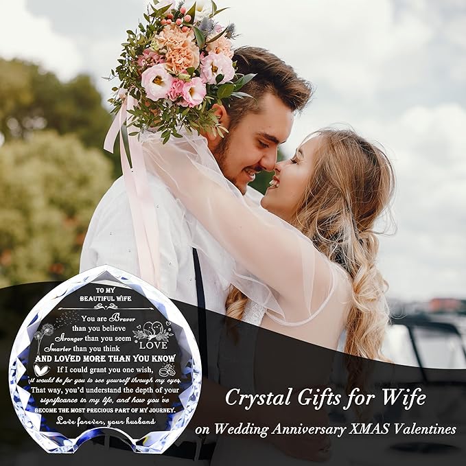 Qianwei Gifts for Wife from Husband Unique - Crystal Engraved Gift Personalized Present for My Wife Who Has Everything - Birthday Anniversary Wedding Valentines Day Gifts Ideas for Lover