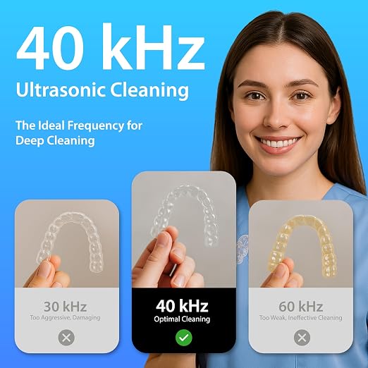 Magnasonic Ultrasonic Cleaner - 20oz Tank Ultrasonic Jewelry Cleaner & Ultrasonic Retainer Cleaner, Digital Timer, 5 Cleaning Modes for Glasses, Rings, Dentures, Tools, Aligners (UC22)