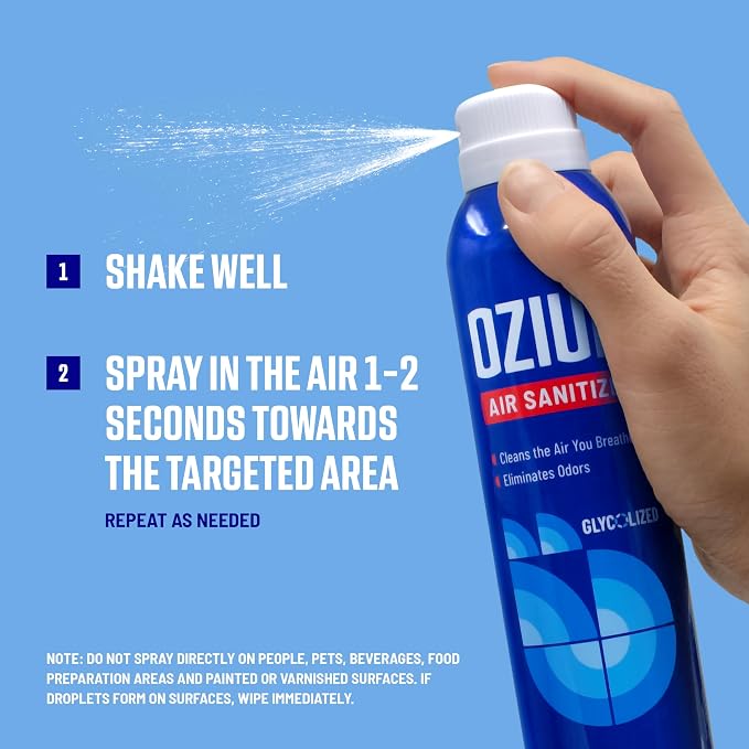 Ozium Air Sanitizer Spray - Room Odor Eliminator for Home, Car, and Office - New Car - 8 oz Can - 1 Pack
