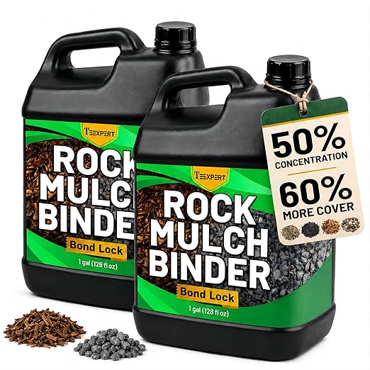Teexpert Rock Glue for Landscaping - 256OZ Mulch Binder, Pea Gravel Binder Concentrate, Heavy Duty Outdoor Stone Adhesive for Slope Between Paver Flower Bed, Fast Dry Mulch Anchor Safe for Plants Pets