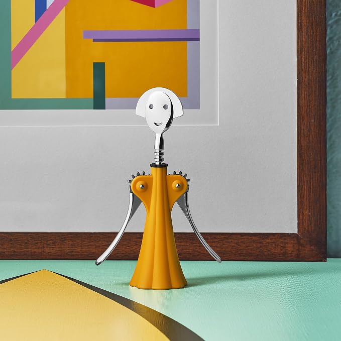 Alessi Anna G. AM01 DY - Design Corkscrew, in Thermoplastic Resin and Chrome-Plated Zamak, Yellow