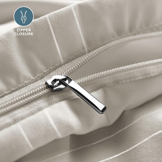Bare Home Bedding Duvet Cover Queen Size - Premium 1800 Super Soft Collection - Lightweight, Duvet Cover - Soft Textured Bedding (Queen, Modern Plaid - Stone/White)